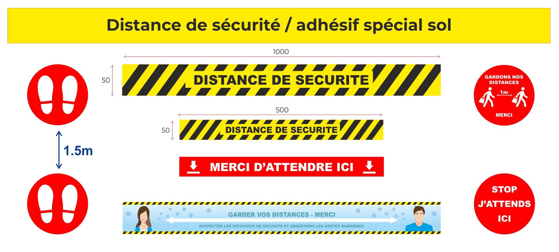 Informations en autocollant adhésif covid 19 Labenne